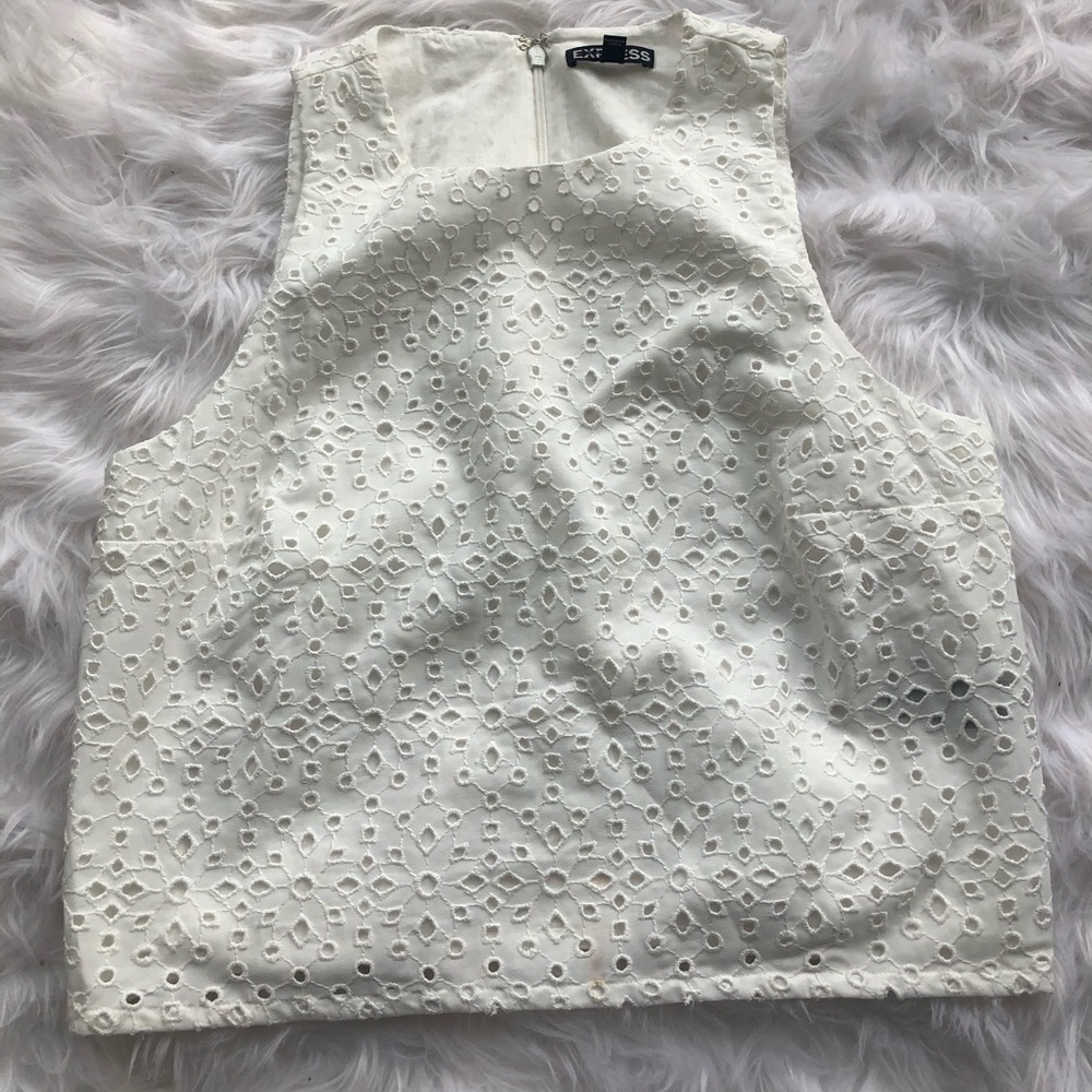 Cream eyelet Crop Top